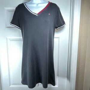 Tommy Hilfiger Pullover Shirt Dress Women's M Above Knee V-neck Navy Soft Casual